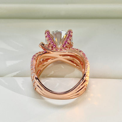 【#22】（Pink Peach）925 Sterling Silver Moissanite rings